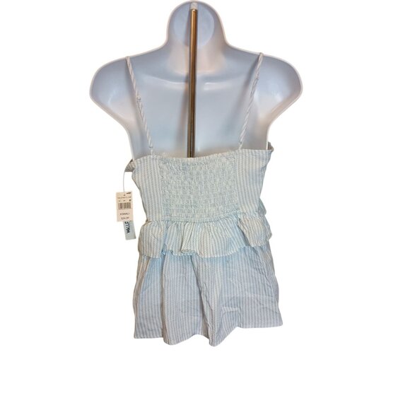 WallFlower Challis Ruffle Cami Tank Top Sleeveless Blouse Women's Sz. XS Blue/Wh - Picture 4 of 7